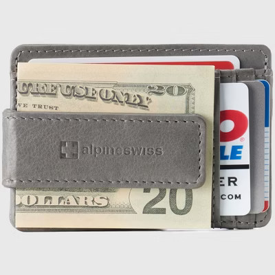 Alpine Swiss Harper Mens RFID Slim Money Clip Front Pocket Wallet Minimalist Leather ID Card Holder Gray | Target