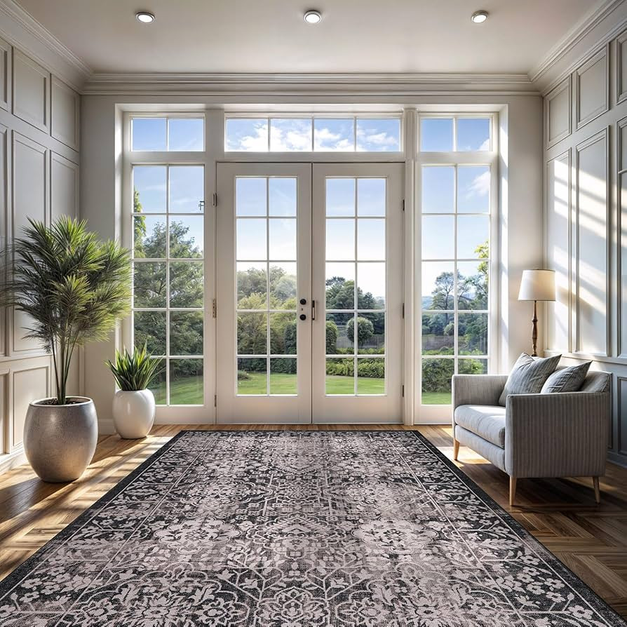 CAMILSON Printed Living Room Rugs Retro Vintage Distressed Medallion Floral Area Rug 8x10 Non-She... | Amazon (US)