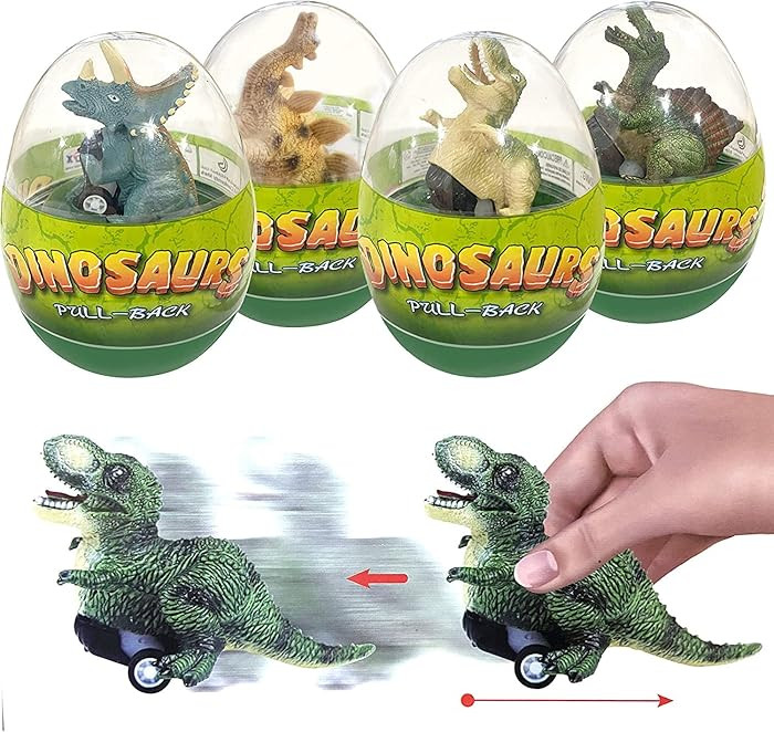 4 Pack Jumbo Dinosour Eggs with Dinosaur Pull Back Cars Dinos Vehicles Toys Inside for Kids Boys ... | Amazon (US)