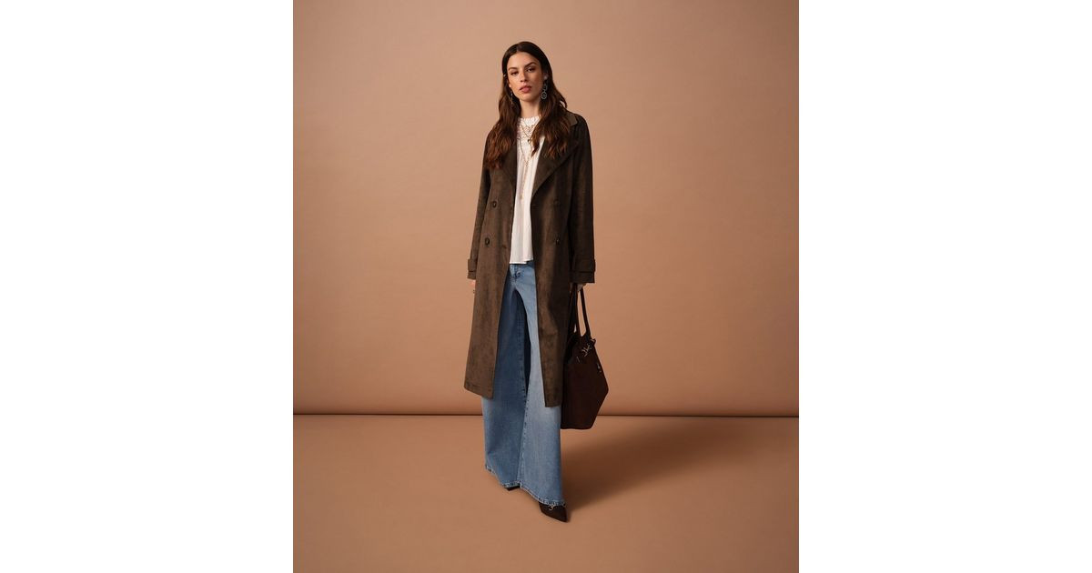Brown Faux Suede Belted Trench Coat | New Look | New Look (UK)