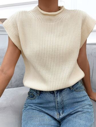 SHEIN Frenchy Mock-neck Solid Sweater Vest | SHEIN