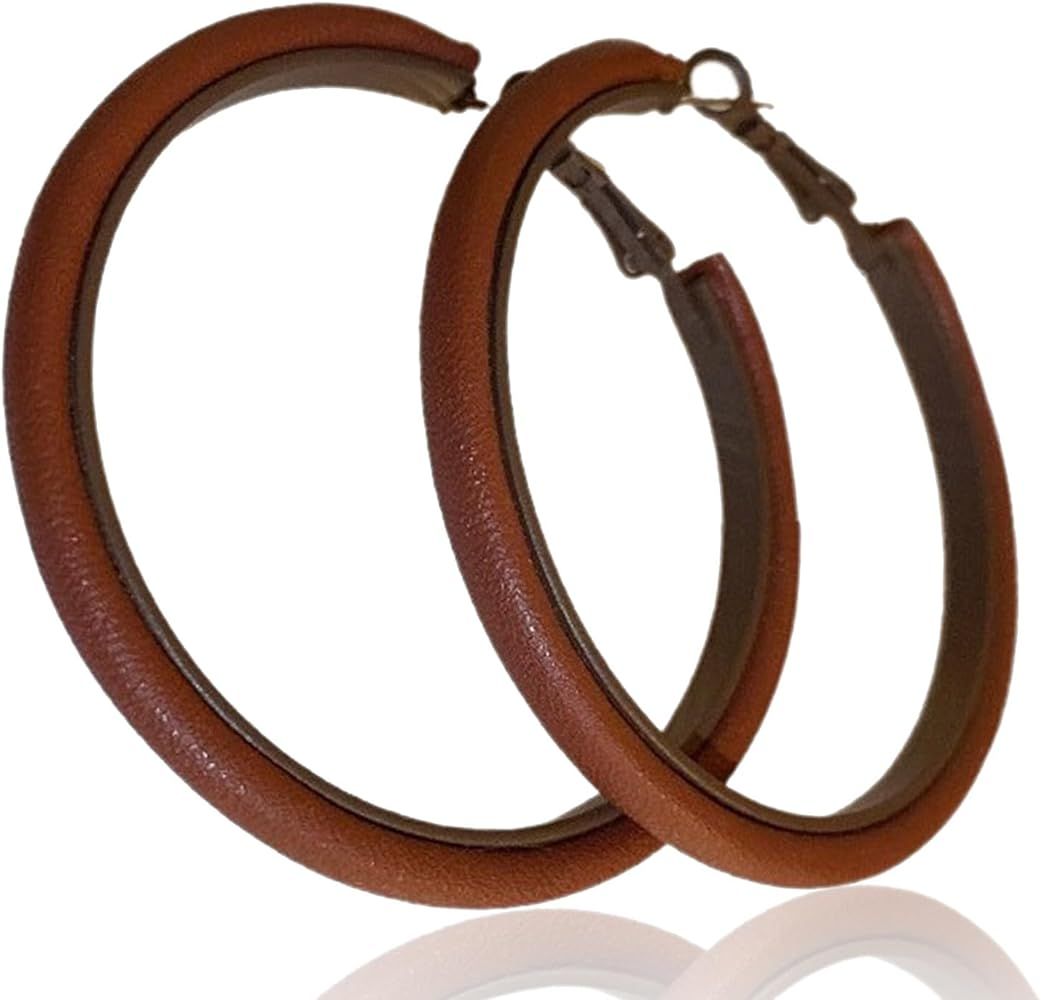 Hoop Earrings for Women Leather Hoop Earrings-Medium/Large Hoops-Lightweight hoop | Amazon (US)