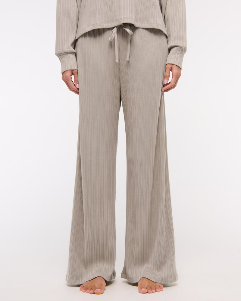 Women's Lounge Rib Mid Rise Wide Leg Sweatpant | Women's Bottoms | Abercrombie.com | Abercrombie & Fitch (US)