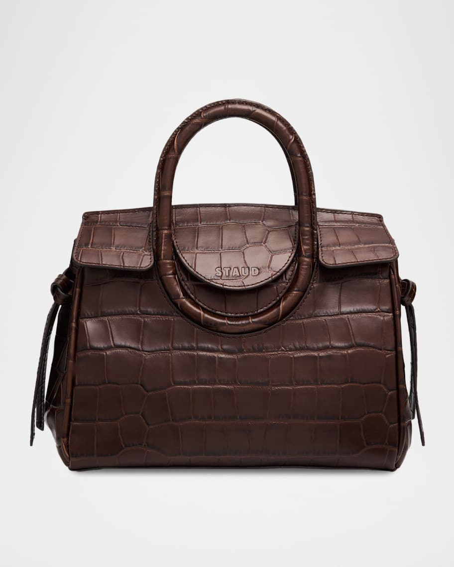 STAUD Maude Mini Croc-Embossed Leather Shoulder Bag | Neiman Marcus