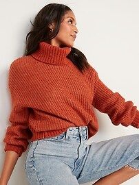 Cozy Heathered Rib-Knit Turtleneck Sweater for Women | Old Navy (US)