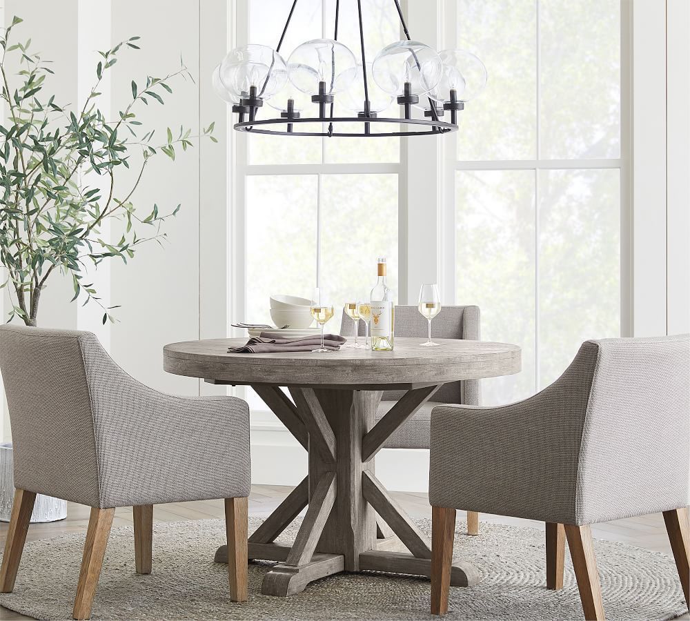 Benchwright Round Pedestal Extending Dining Table | Pottery Barn (US)