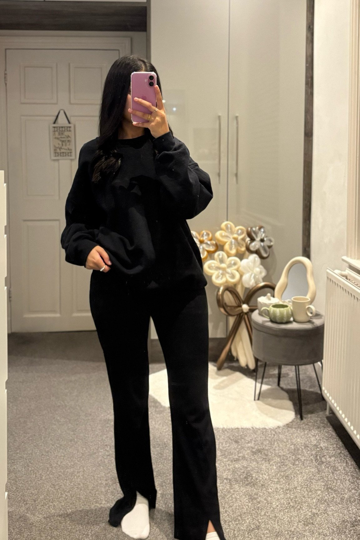 All black comfy office fit 🫶🏼