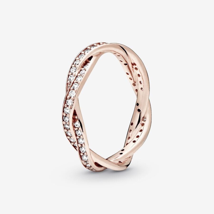 Sparkling Twisted Lines Ring | Pandora (US)