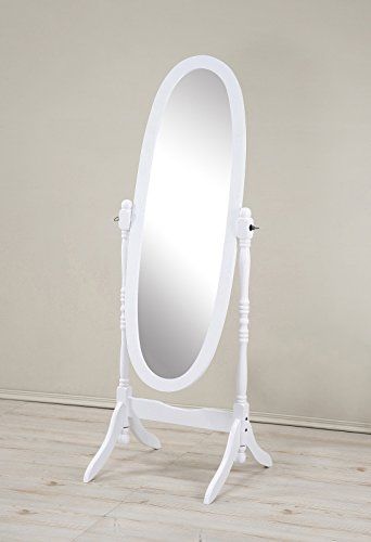 Roundhill Furniture Traditional Style Wood Cheval Floor Mirror, White | Amazon (US)