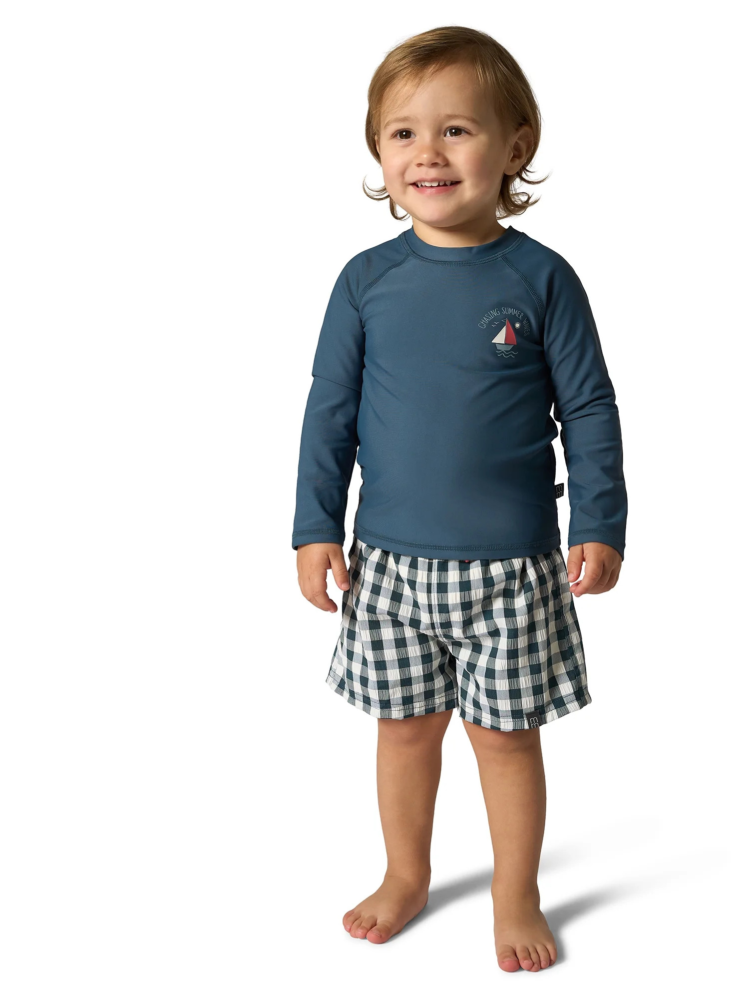Modern Moments by Gerber Toddler Boy Long Sleeve Rashguard and Short Set, 2-Piece, Sizes 0/3M - 5... | Walmart (US)