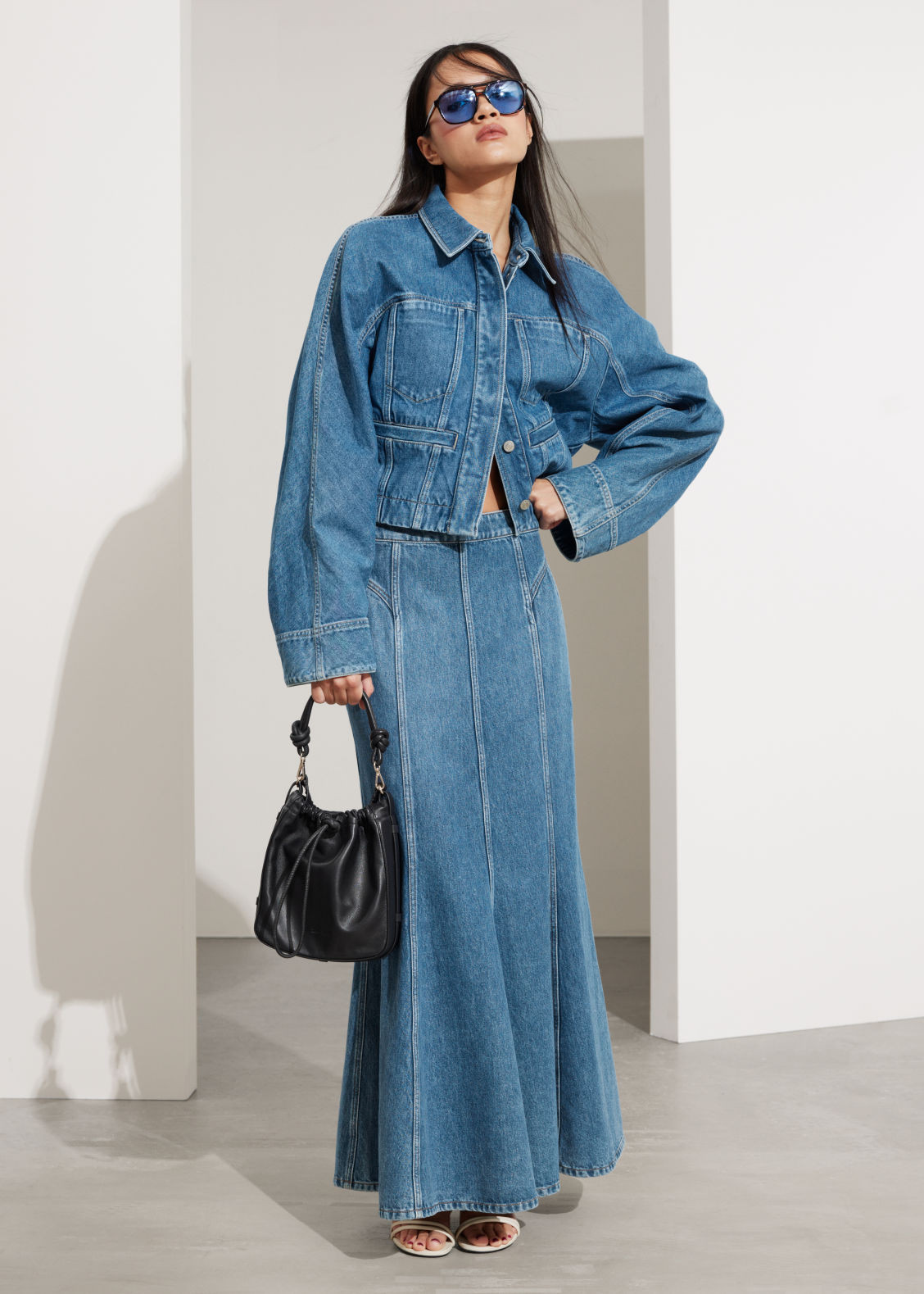 Pleated Denim Maxi Skirt - Blue | & Other Stories US
