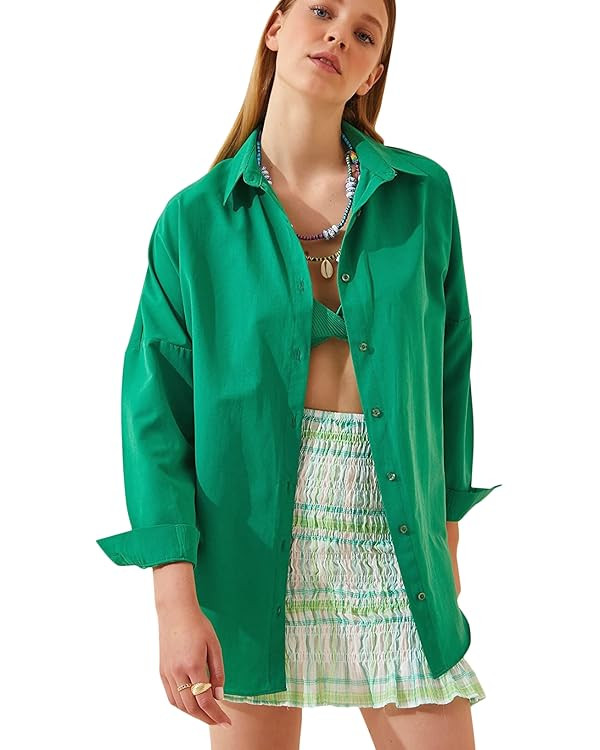 BIG DART Oversized Button Down Shirts for Women, Dressy Casual Long Sleeve Blouses Summer Tops Tu... | Amazon (US)