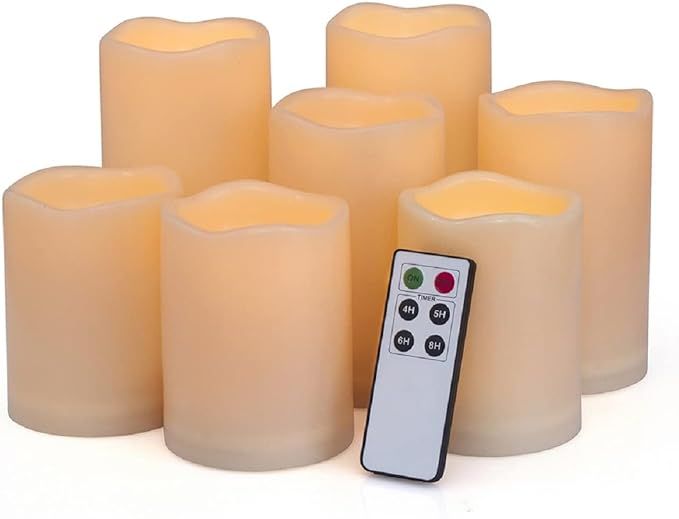 Aignis Flameless Candles Outdoor Indoor, Battery Operated Candles with Remote & 4/5/6/8H Timers, ... | Amazon (US)