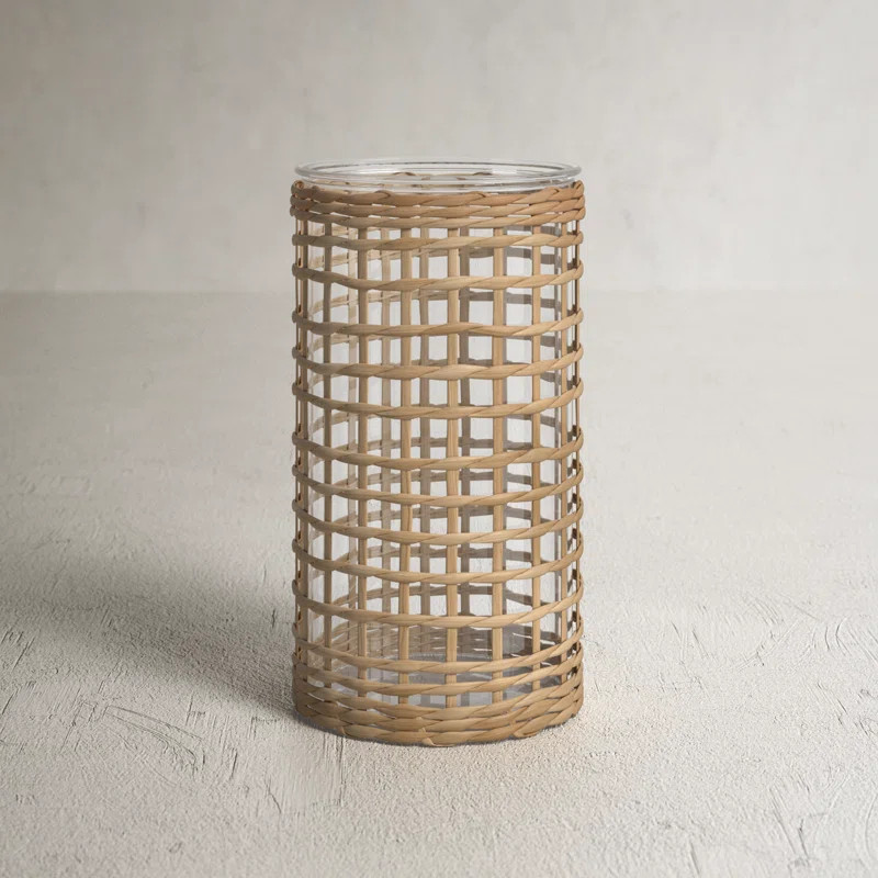 Lomita 8'' Handmade Rattan Covered Glass Table Vase | Wayfair North America