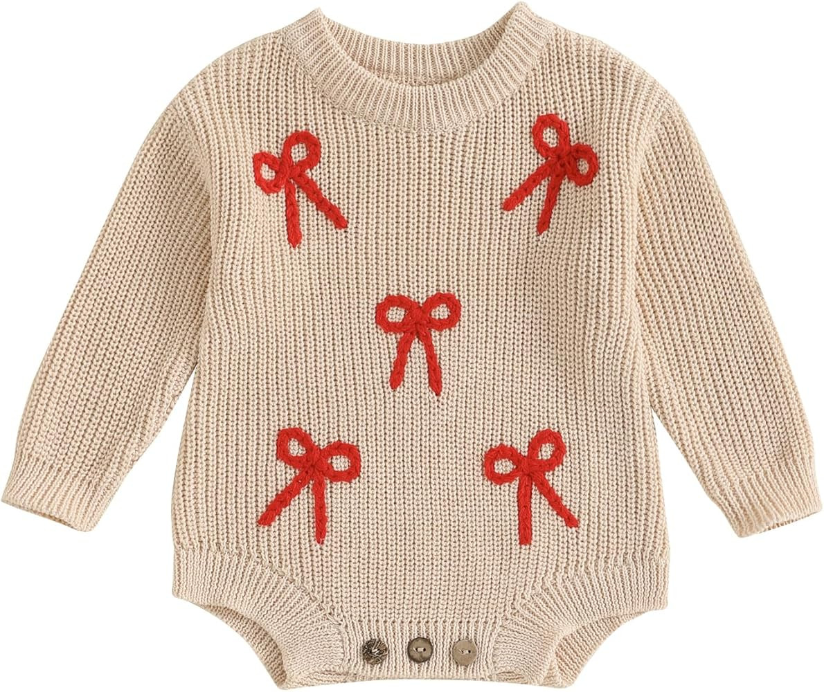 Adobabirl Baby Girl Boy Knitted Sweater Bubble Romper Long Sleeve Jumpsuit Festival Outfit Fall W... | Amazon (US)