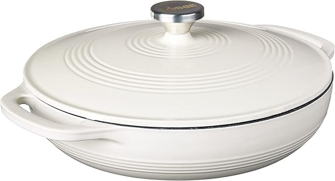 Lodge 3.6 Quart Enameled Cast Iron Oval Casserole With Lid– Dual Handles – Oven Safe up to 50... | Amazon (US)