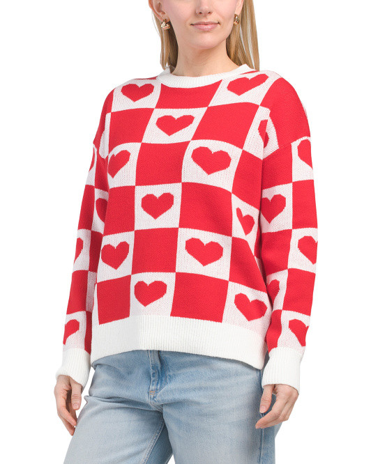 Checkered Heart Sweater | TJ Maxx