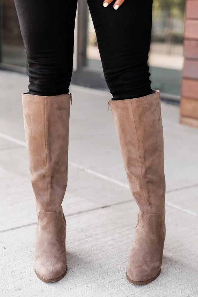 Susan Taupe Block Heel Tall Boots | The Pink Lily Boutique