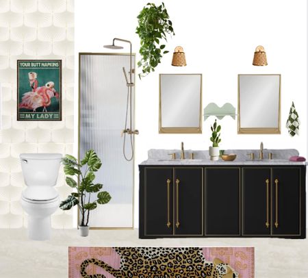 Mid century quirky bathroom. Head over to watch the transpiration on the other app! :) 
#midcentury #homedesign 

#LTKhome