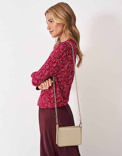 Leather Chain Bag in Gold | Crew Clothing (UK)