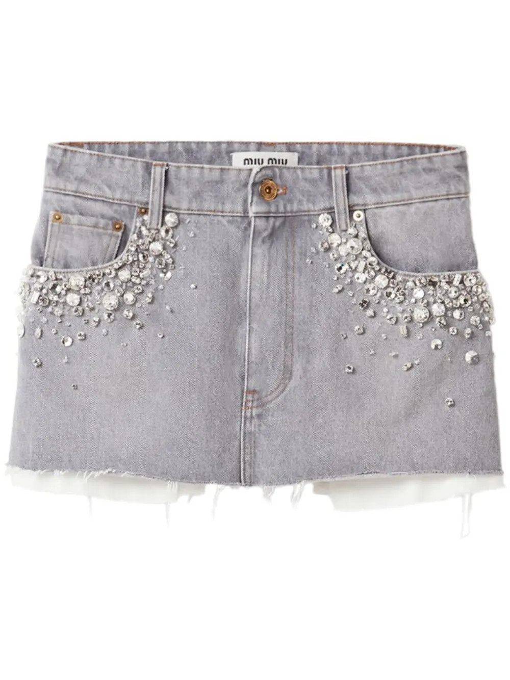 Miu Miu Denim Miniskirt | Grey | FARFETCH | Farfetch Global