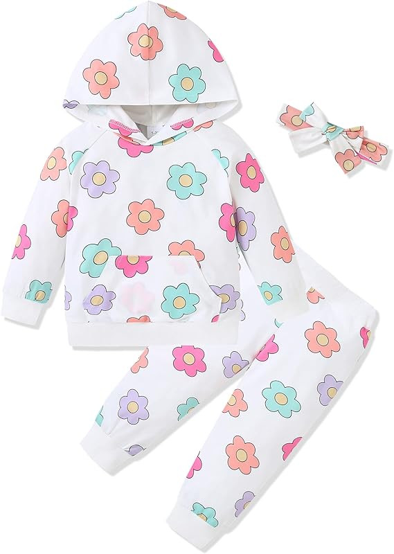 WESIDOM Toddler Girl Clothes Outfits Long Sleeve Hoodie Sweatshirt Pants Headband Toddler Girl Cl... | Amazon (US)