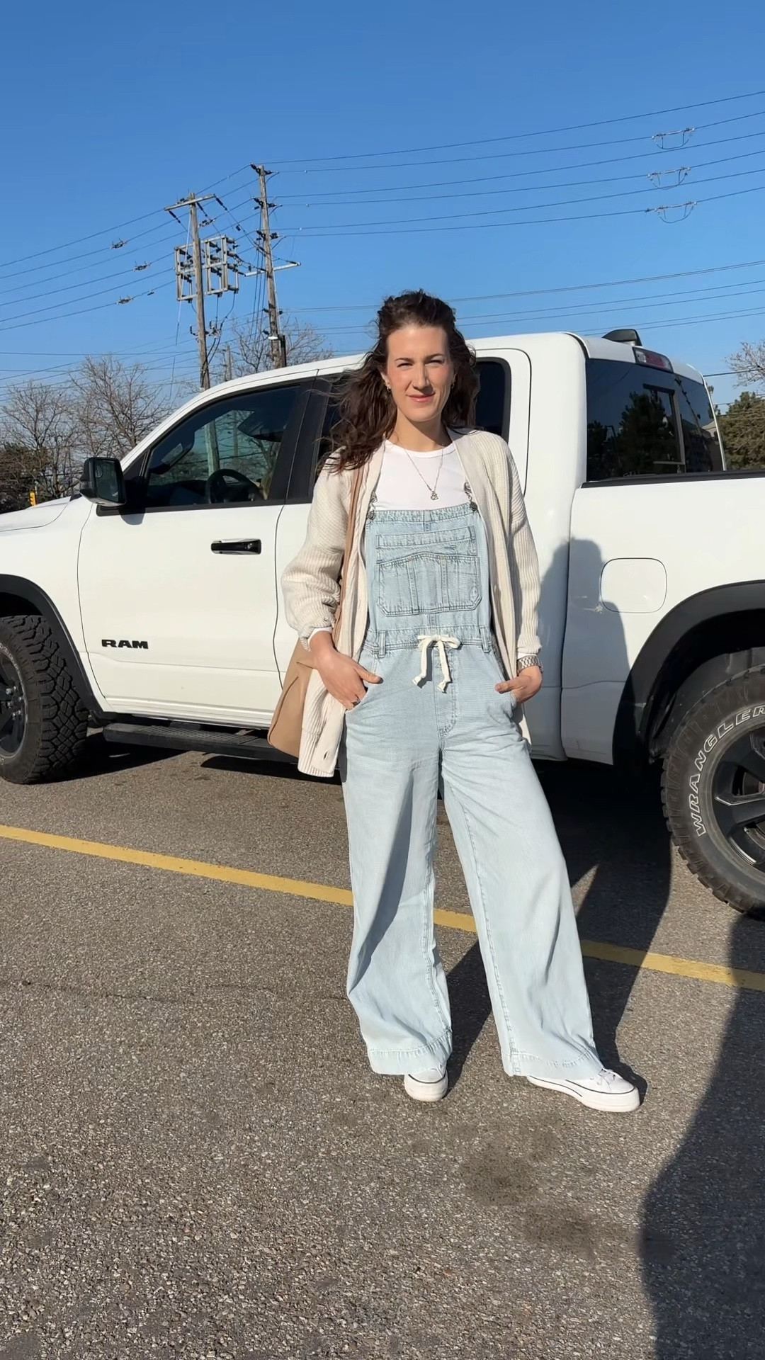 Wearing size small tall in the overalls! 