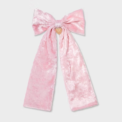 Girls' Heart Charm Velvet Bow - art class™ Pink | Target