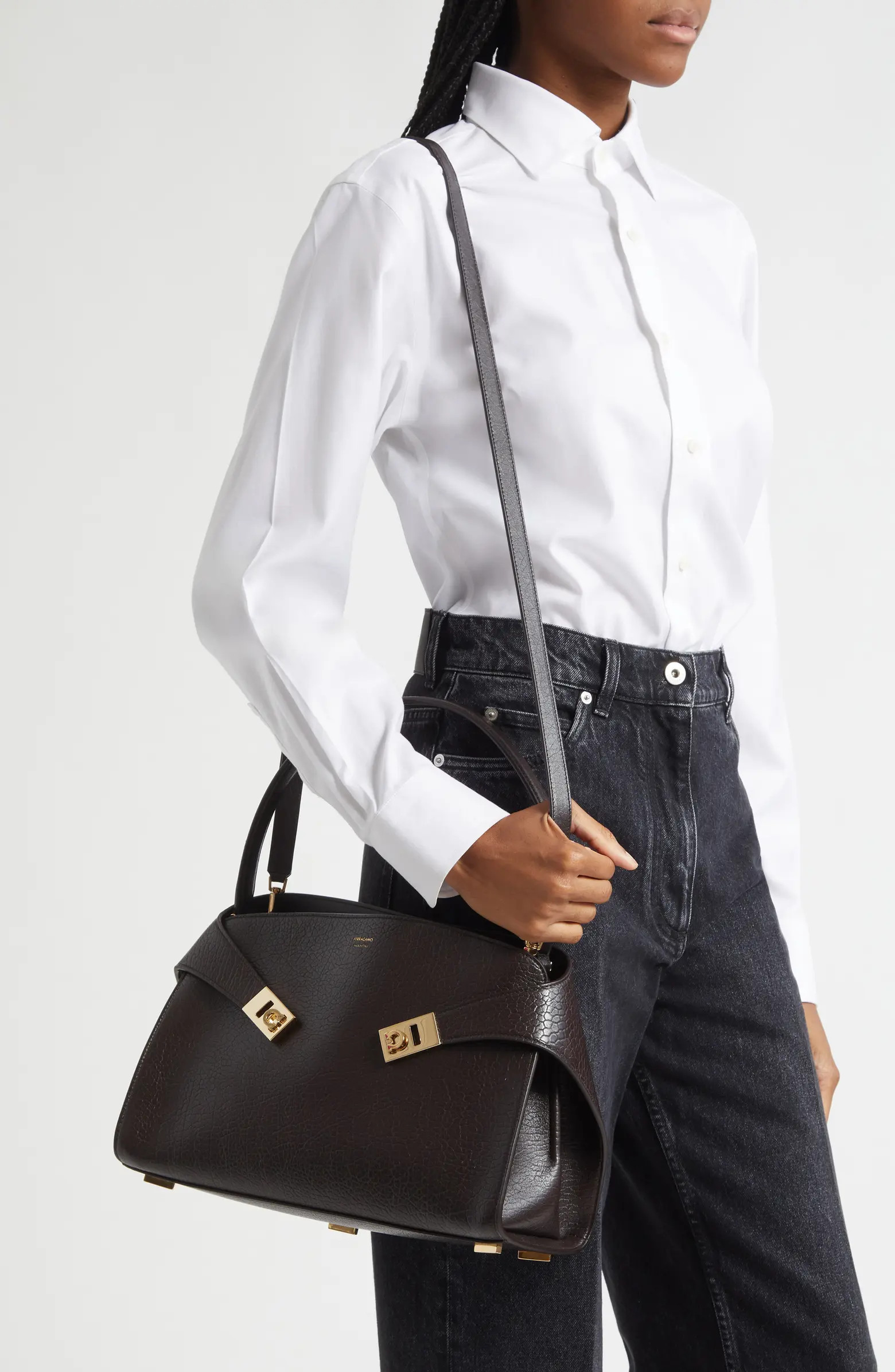 Small Hug Grained Leather Top Handle Bag | Nordstrom