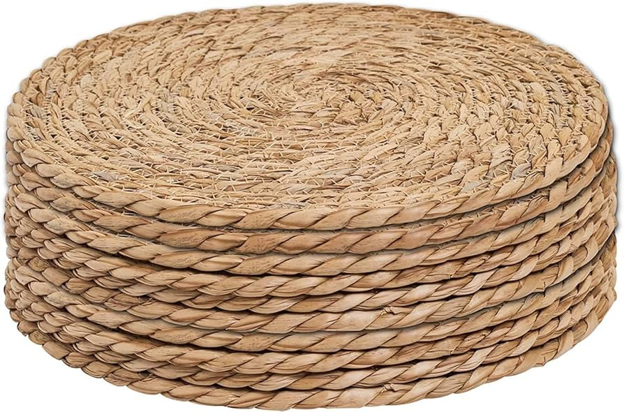 Defined Deco Woven Placemats Set of 10,13" Round Rattan Placemats,Natural Hand-Woven Water Hyacin... | Amazon (US)
