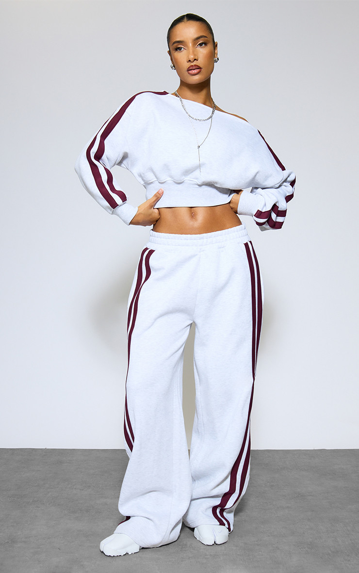 Side Stripe Detail Straight Leg Joggers In Light Grey Marl | EGO (UK)