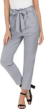 GRACE KARIN Women's Cropped Paper Bag Waist Pants with Pockets | Amazon (US)