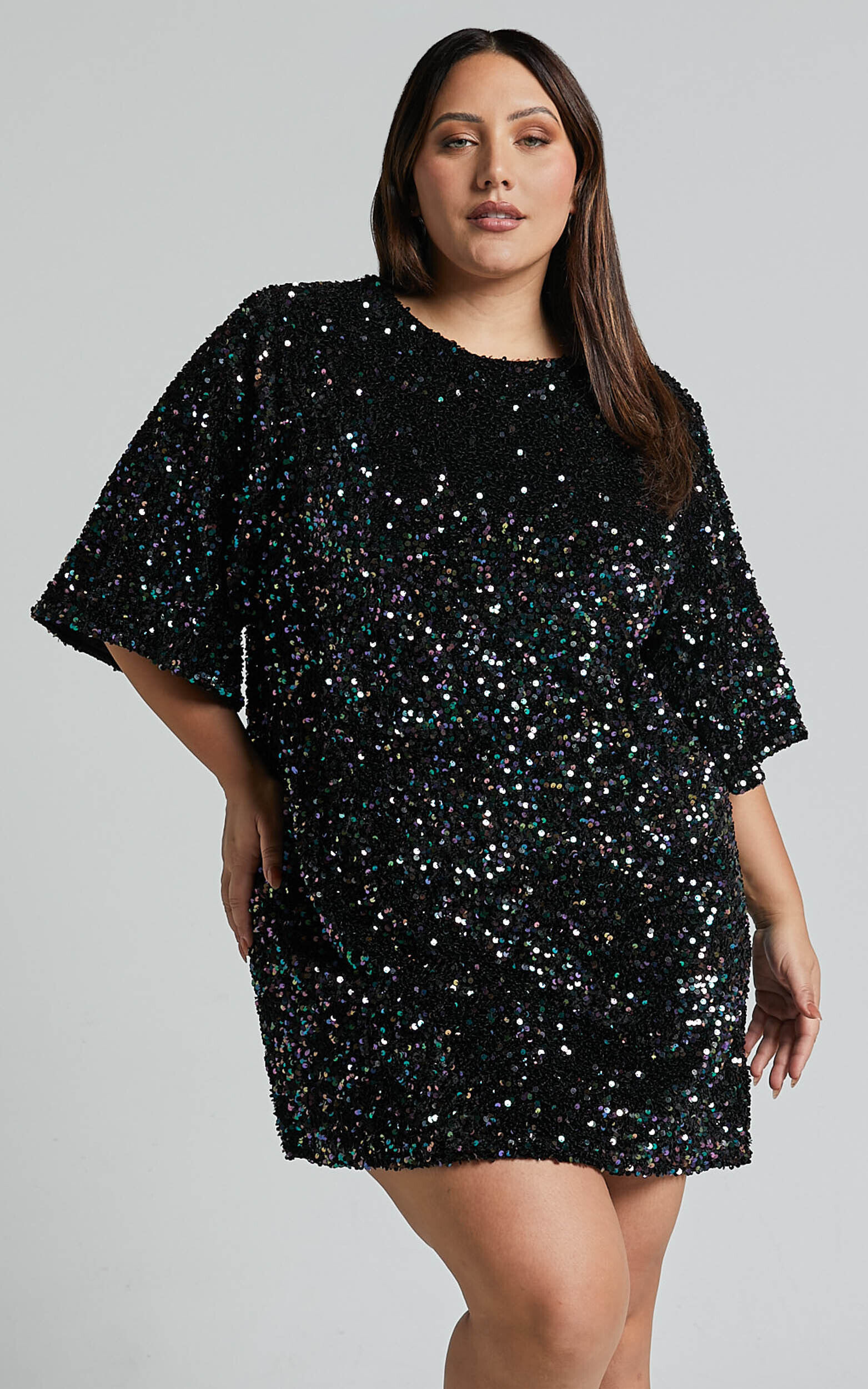 Valetta Mini Dress - Sequin low back shift dress in Midnight Blue Sequin | Showpo (US, UK & Europe)