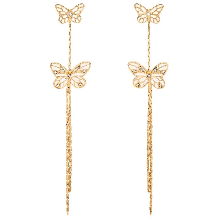 Jessica Simpson Fashion Butterfly Gold Tone Metal Drop Earring | Walmart (US)