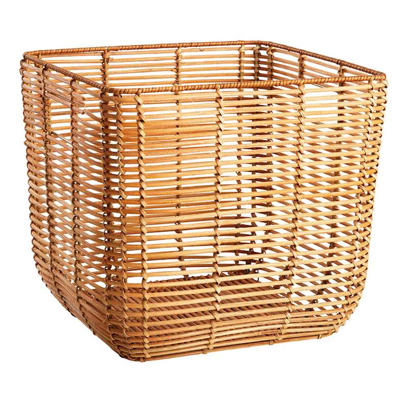 Brown Natural Square Rattan Storage Basket, Small | At Home