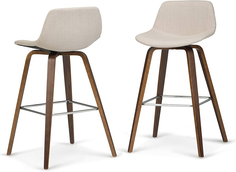 SIMPLIHOME Randolph 26 Inch Mid Century Modern Bentwood Counter Height Stool (Set of 2) in Natura... | Amazon (US)