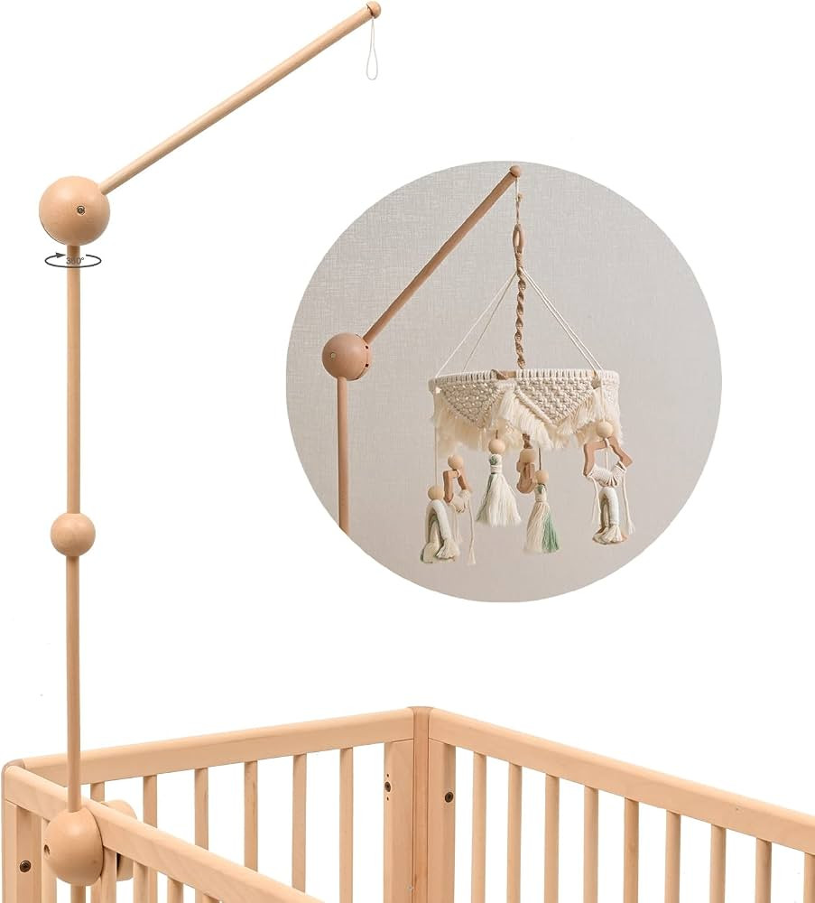 Wooden Baby Crib Mobile Arm, Adjustable Mobile Holder for Crib and Desk Rotating Baby Mobile Hang... | Amazon (US)
