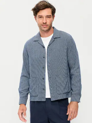 Long-Sleeve Textured Camp Shirt | Old Navy (US)