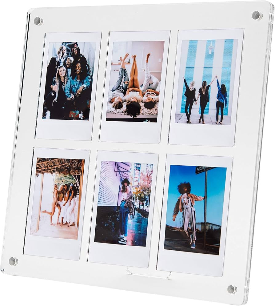 The Happy Frame Clear Acrylic Floating 8x8 Frame with Polaroid Instax Collage frame insert, Multi... | Amazon (US)