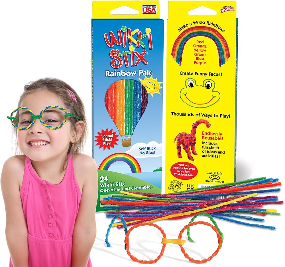 Wikki Stix Rainbow Pak Arts & Crafts, Kids Travel Essential, Pack of 24 in Rainbow Colors, Ages 3... | Amazon (US)