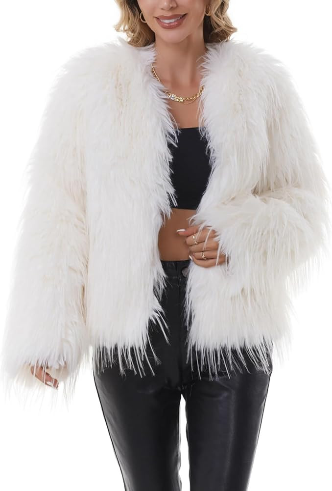 QUENTY PIELIES Faux Fur Coat Women’s Jacket Shaggy Outwear Long Sleeve Warm Winter | Amazon (US)