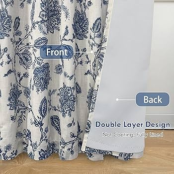 DriftAway Linen Floral Paisley Navy Blackout Curtains for Living Room Bedroom 96 Inch Length 2 Pa... | Amazon (US)
