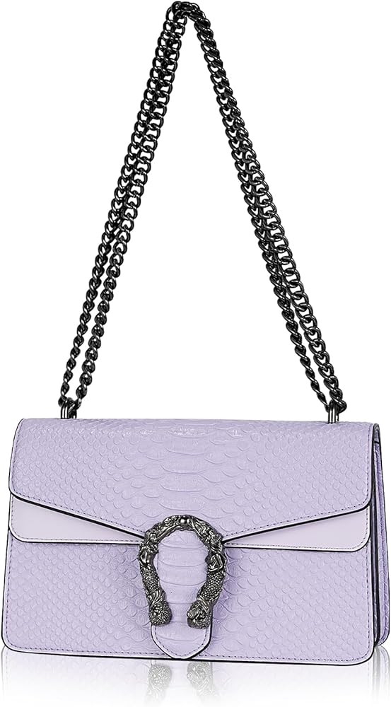 Aiqudou Crossbody Bag and Satchel Purse for Women - Fashion Snake Print Chain Purse Luxury PU Lea... | Amazon (US)