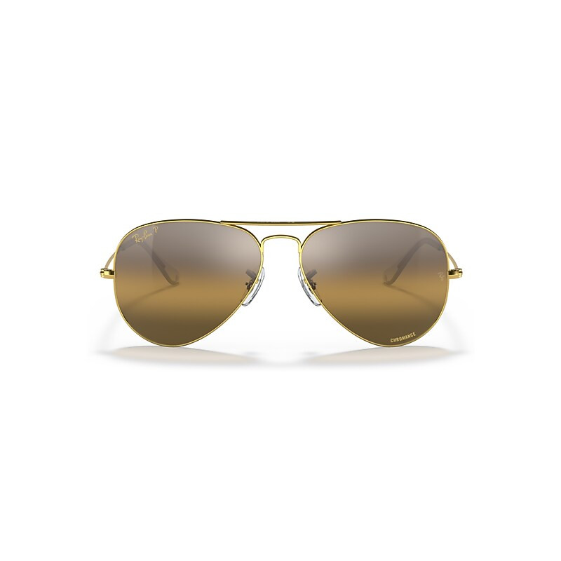Ray-Ban Aviator Chromance Sunglasses Gold Frame Brown Lenses Polarized 62-14 | Ray-Ban (US)