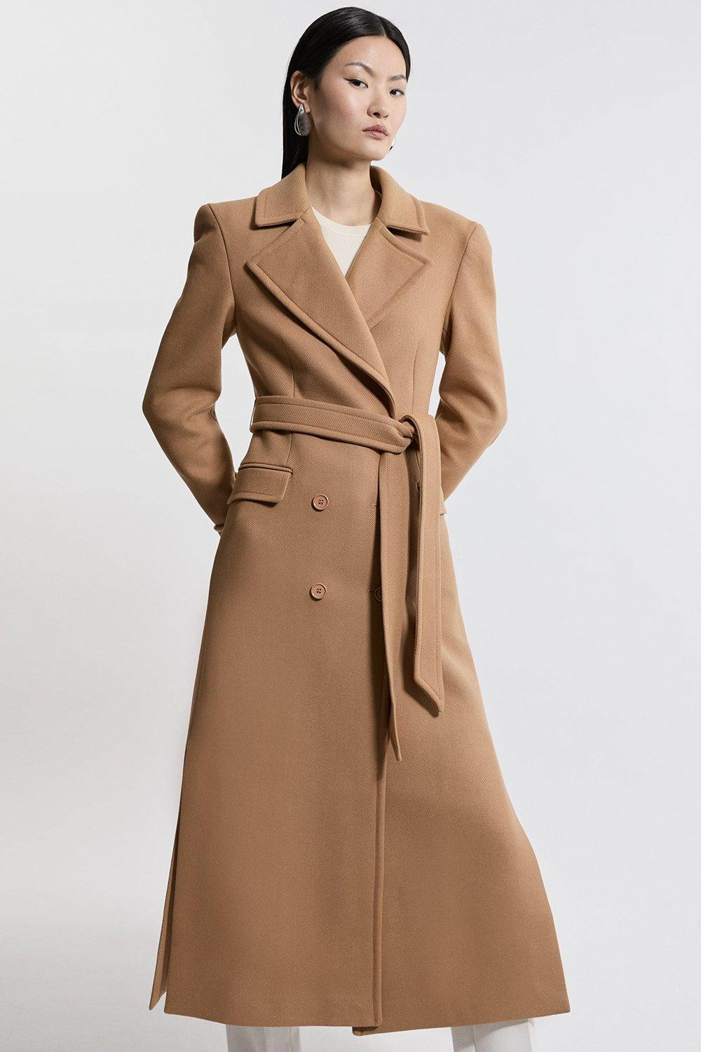 Italian Wool Double Breasted Longline Tailored Midi Coat | Karen Millen UK + IE + DE + NL