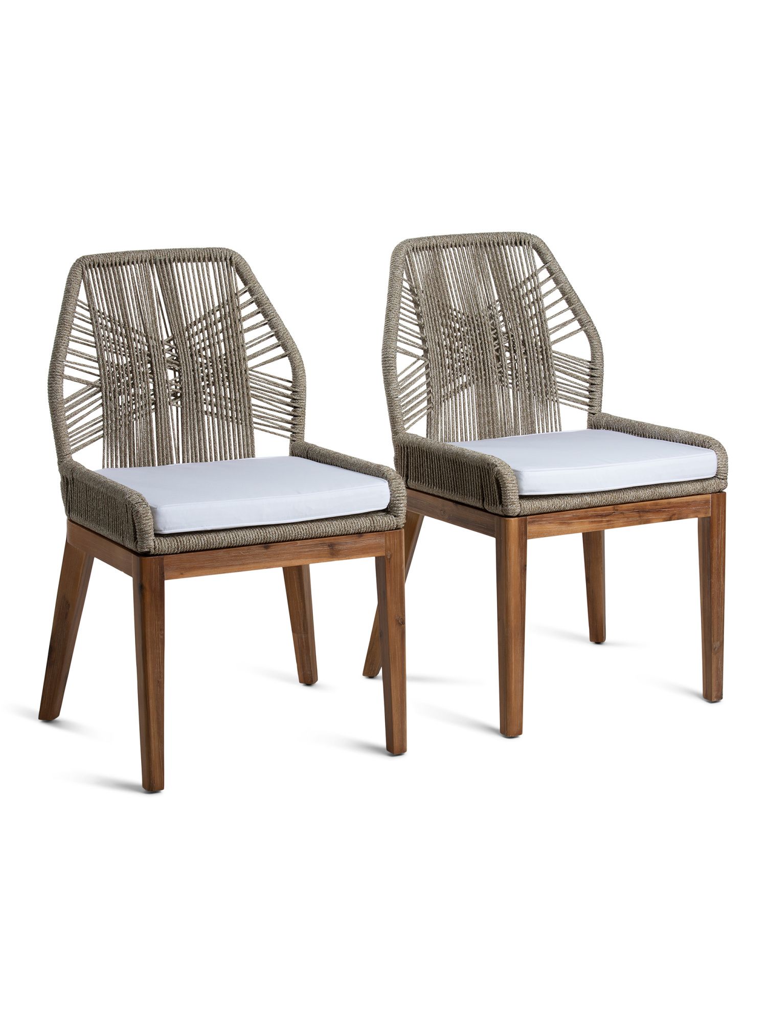 Set Of 2 Rope Crossweave Side Chairs With Cushions | TJ Maxx