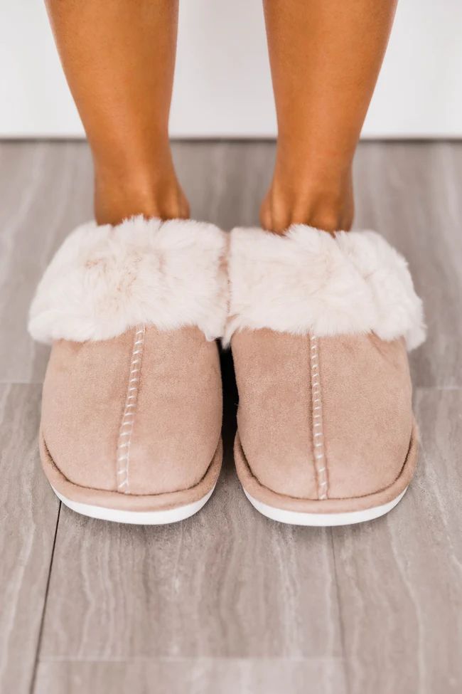 I'm Walking On Air Taupe Slippers | The Pink Lily Boutique