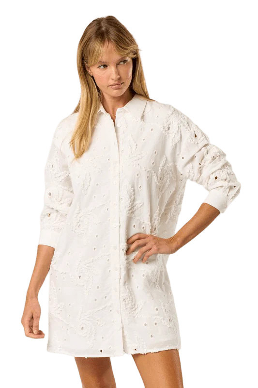 White textured shirt dress | Mulberry & King