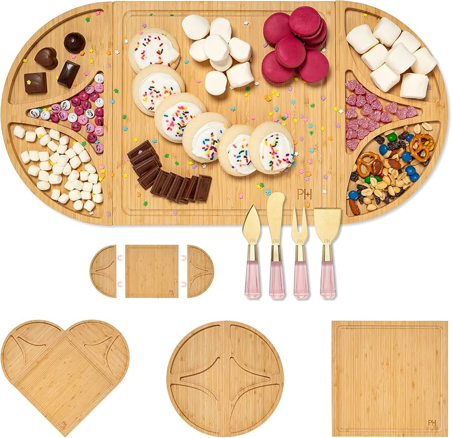 Paris Hilton Charcuterie Board and Serving Set, Customizable and Magnetic Bamboo Board with Chees... | Amazon (US)