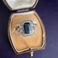 Art Deco Ring, Antique Sapphire Diamond Platinum 1920S | Etsy (US)